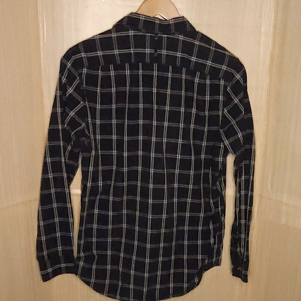 Banana Republic Blue White Classic Fit Check Button Down Medium